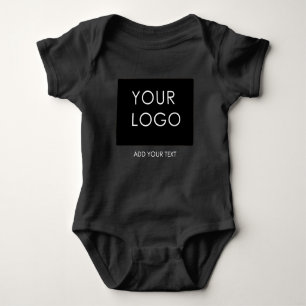 Custom Logo Business Company Black Baby Bodysuit