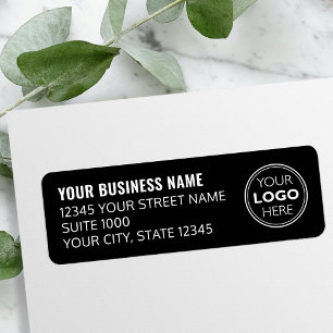 Custom Logo Business Company Black Return Address Label