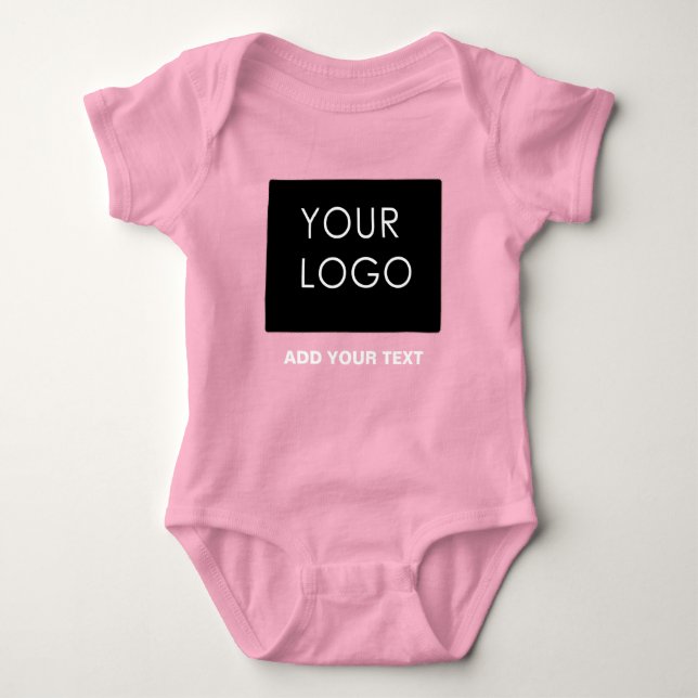 Custom Logo Business Company Pink Baby Bodysuit (Front)
