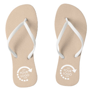 Custom Logo Business Company Staff Beige Thongs