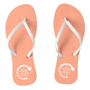 Custom Logo Business Company Staff Peachy Coral Thongs