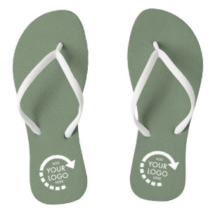 Custom Logo Business Company Staff   Sage Green Thongs