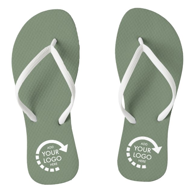 Custom Logo Business Company Staff | Sage Green Thongs (Footbed)