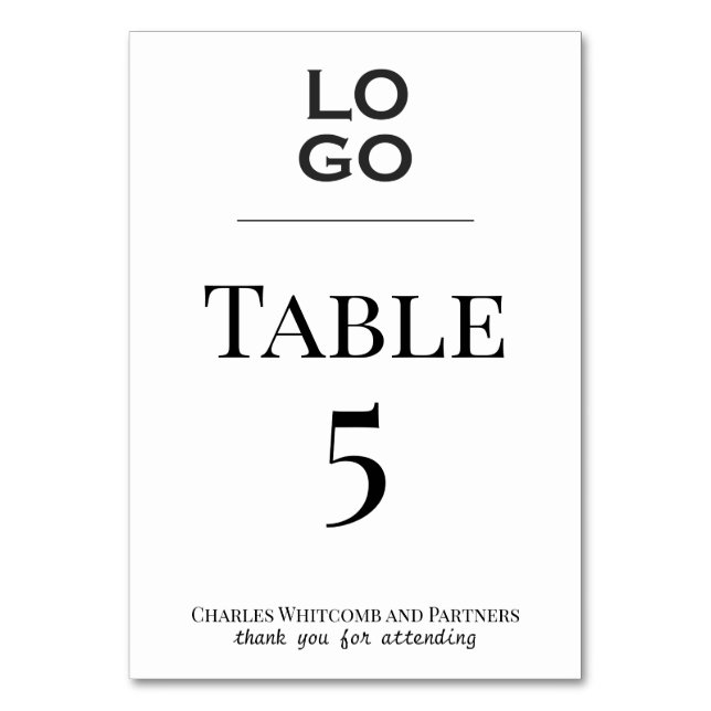 Custom Logo Business Corporate Event  Table Number (Front)