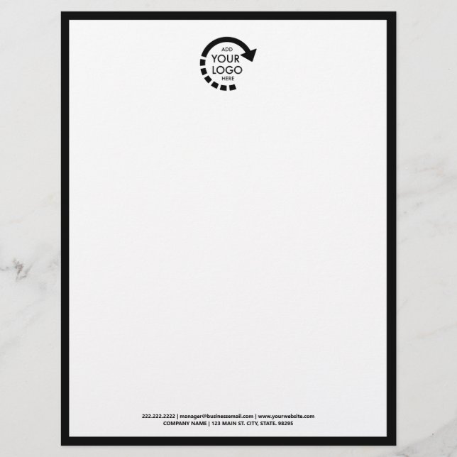 Custom Logo Business Corporate | Modern Black Custom Letterhead (Front)
