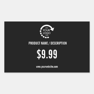 Custom Logo Business Corporate Modern Black Rectangular Sticker