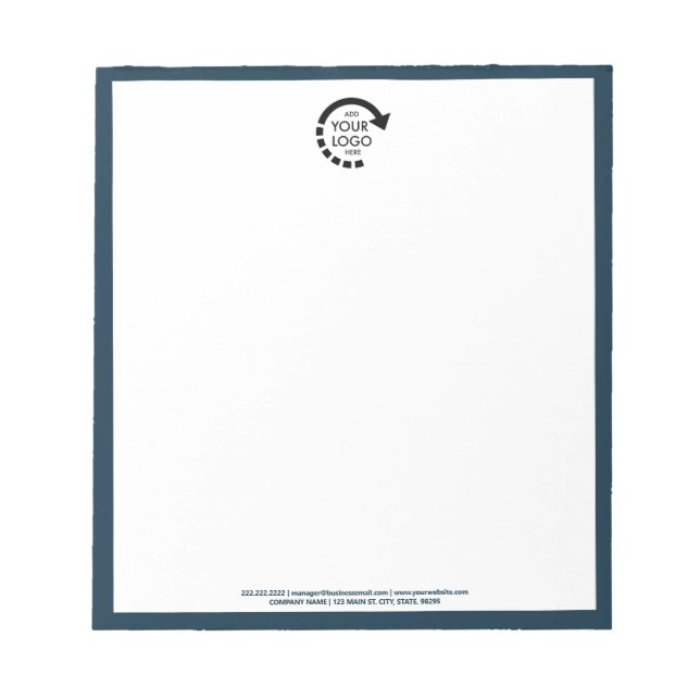 Custom Logo Business Corporate | Navy Blue Notepad (Front)