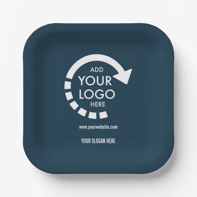 Custom logo business corporate | Navy Blue Paper Plate (Front)