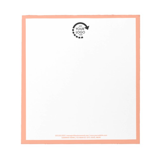 Custom Logo Business Corporate | Peach Coral Notepad (Front)