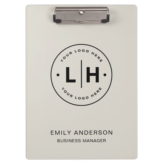 Custom Logo Business Corporate QR Neutral Tone Clipboard (Front)