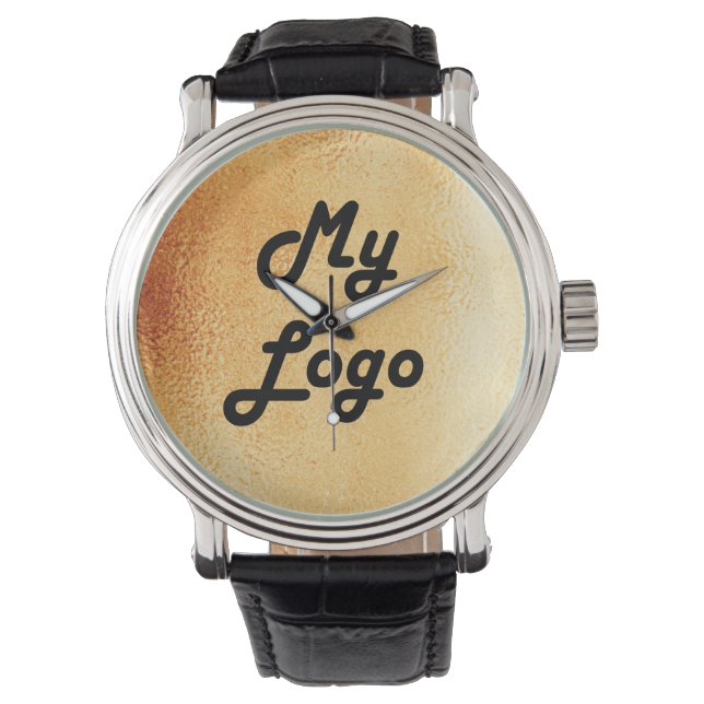 Custom logo business gold background watch (Front)