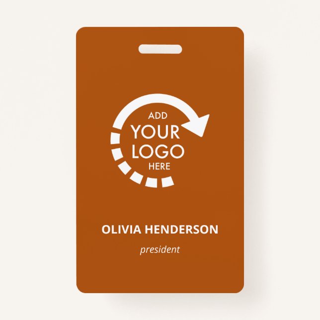 Custom Logo Business ID Employee | Burnt Orange ID Badge (Front)