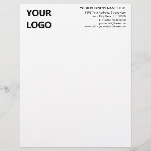 Custom Logo Business Information Office Letterhead (Front)