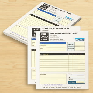 Custom Logo Business Invoice Order Form  Notepad