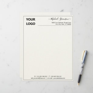Custom Logo Business Name Elegant Frame Modern Letterhead