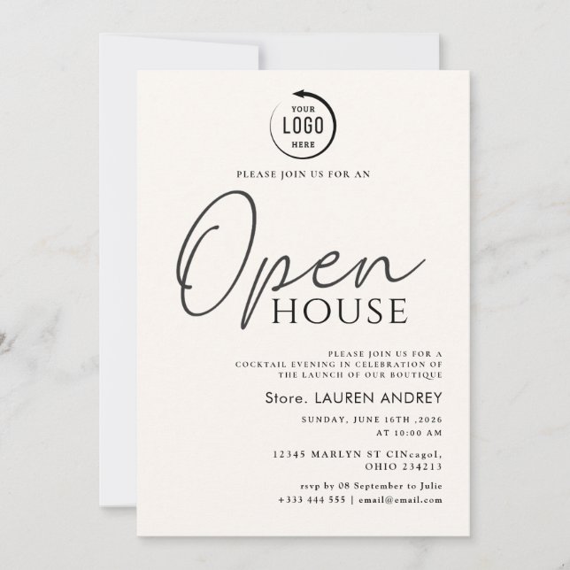 Custom Logo Business Open House Invitation (Front)
