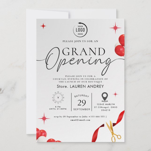 Custom Logo Business Open House Invitation (Front)
