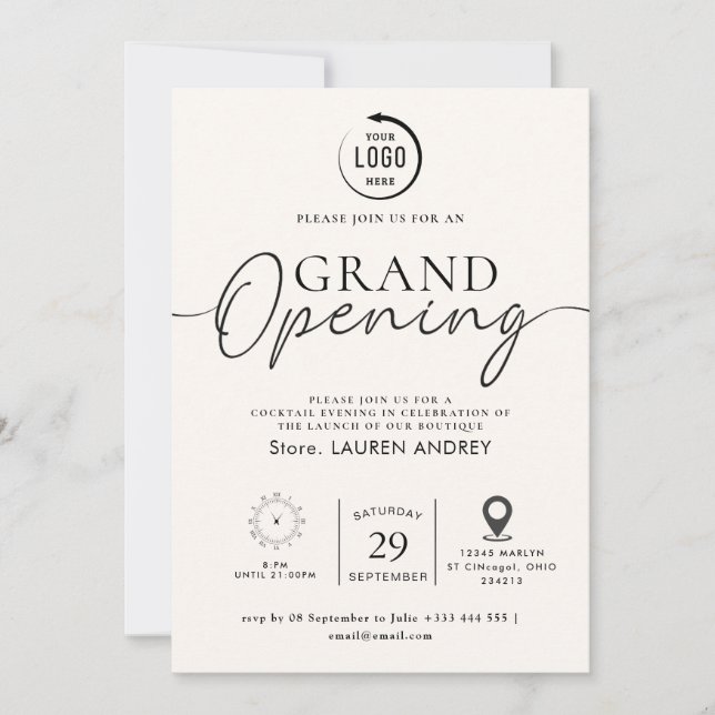 Custom Logo Business Open House Invitation (Front)