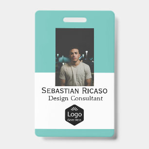 Custom Logo Business Personalised Green White ID Badge