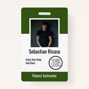 Custom Logo Business Personalised Green White ID Badge