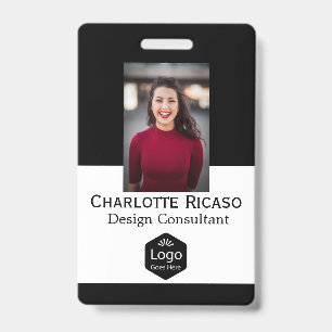 Custom Logo Business Personalised Red White Black ID Badge
