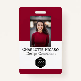 Custom Logo Business Personalised Red White Black ID Badge