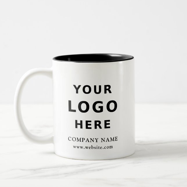 Custom Logo Business Promo Modern Simple Swag Two-Tone Coffee Mug (Left)