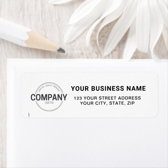 Custom Logo Business Return Address Label Modern M (Insitu)