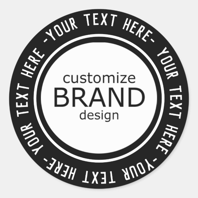 Custom Logo Business Round Stickers Black & White (Front)