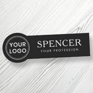 Custom logo business staff employee black name tag