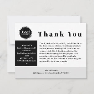 Custom Logo Business To Business Thank You Card