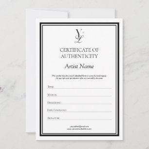 Custom Logo Certificate of Authenticity Thank You Card