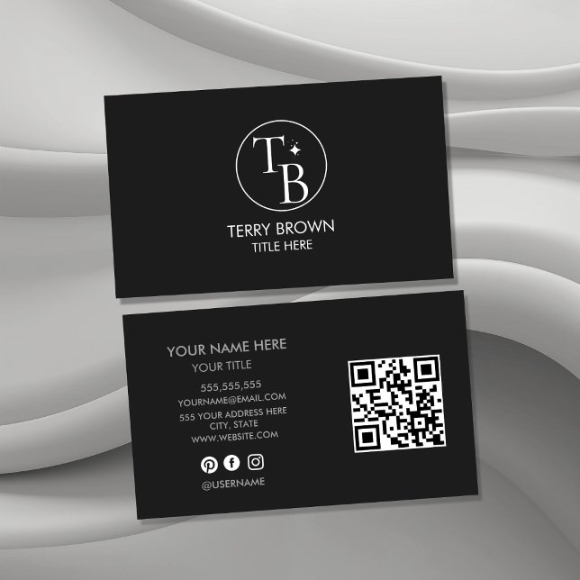 Custom Logo Circle Professional Black Business Card (Creator Uploaded)