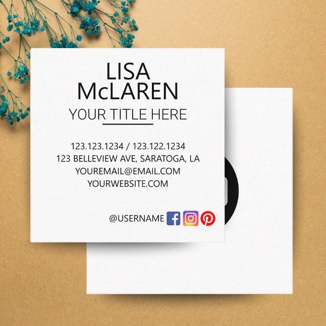Custom Logo Circle White Square Business Card   (Custom Logo Circle White Square Business Card  )