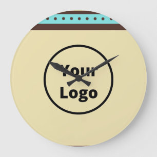 Custom logo circles and stripes pattern large clock