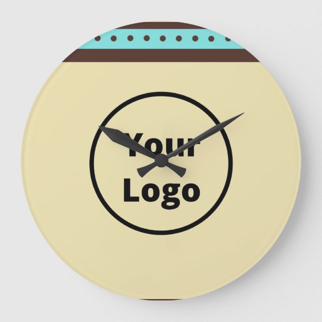 Custom logo circles and stripes pattern large clock (Front)