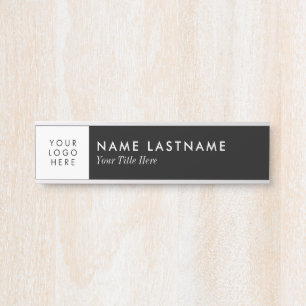Custom Logo Clean Black White Minimalist Door Sign