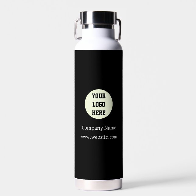 Custom Logo Company Black Business Corporate  Water Bottle (Front)