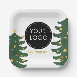 Custom Logo Company Business Christmas Tree Paper Plate