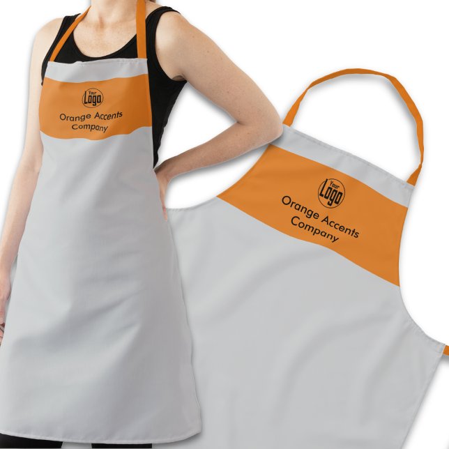 Custom Logo Company Name Grey Orange Apron (Creator Uploaded)