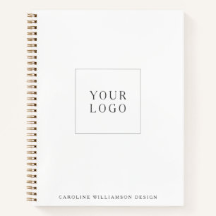 Custom Logo Company Name White Modern Business Notebook