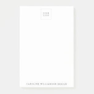 Custom Logo Company Name White Sticky Minimalist Post-it Notes