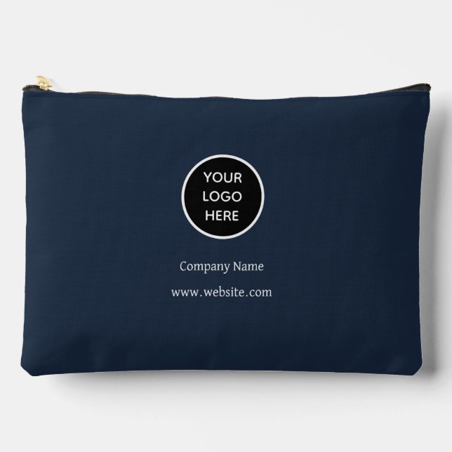 Custom Logo Company Navy Blue Business Corporate Accessory Pouch (Front)