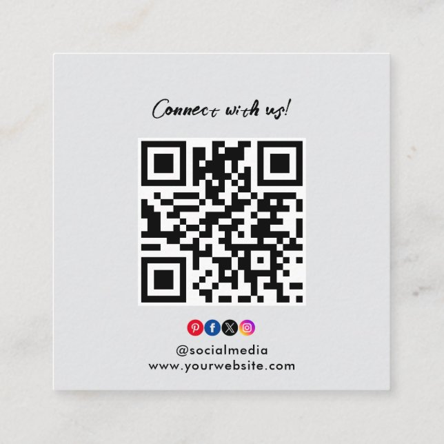 Custom Logo Connect with Us Square Business Card (Back)