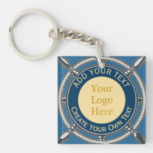 Custom Logo Corporate Blue and Gold Nautical Rope Key Ring