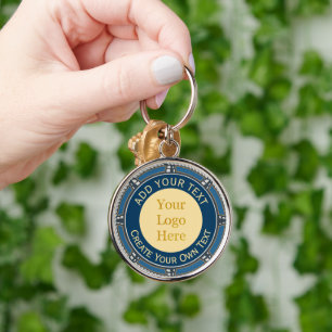 Custom Logo Corporate Blue and Gold Nautical Rope Key Ring