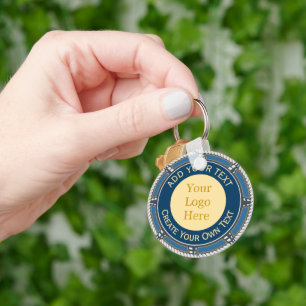 Custom Logo Corporate Blue and Gold Nautical Rope Key Ring