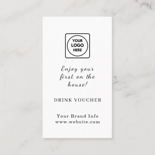 Custom Logo | Corporate Event Drink Voucher Design Business Card (Front)