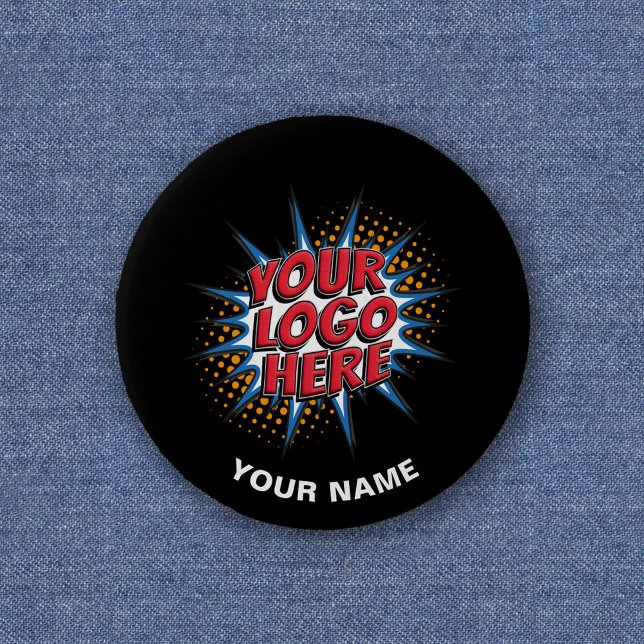 Custom Logo, Custom Text, Black Name 6 Cm Round Badge (Creator Uploaded)