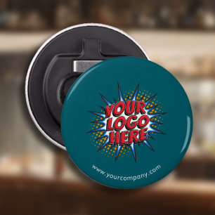 Custom Logo, Custom Text, Teal Bottle Opener